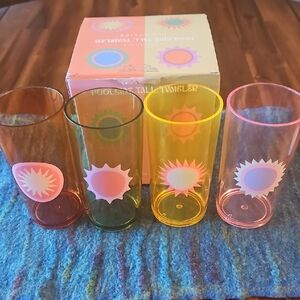 Sunnylife Rio Sunset Poolside Tumblers. Set Of 4.  NWT